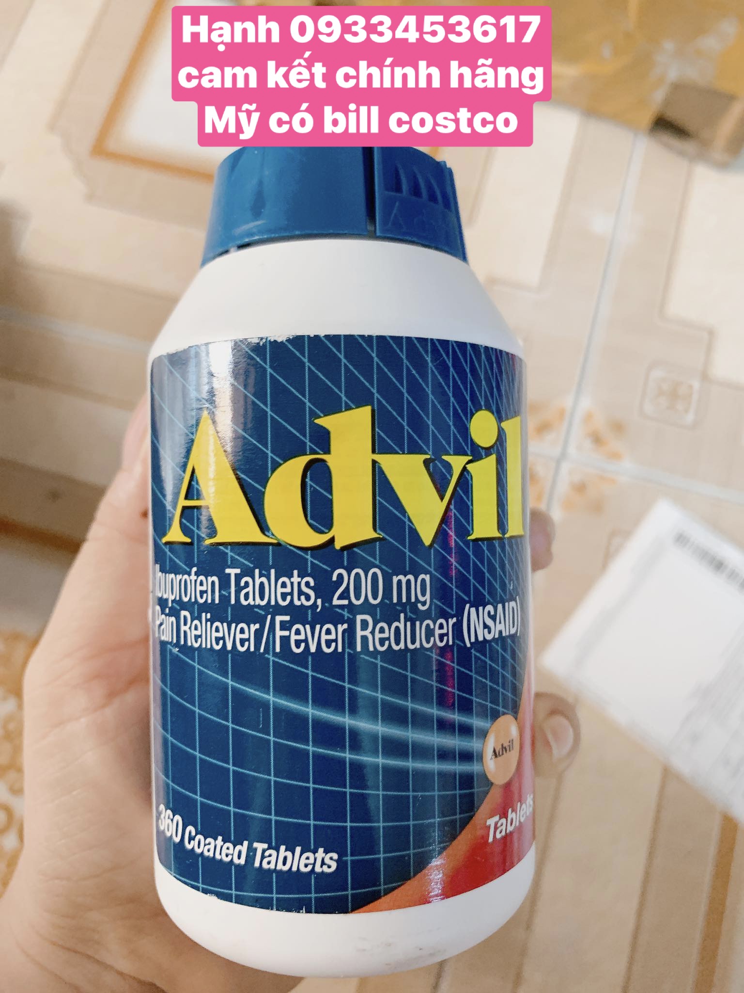 Thực phẩm chức năng Thuốc giảm đau hạ sốt Advil của Mỹ hộp 300 viên