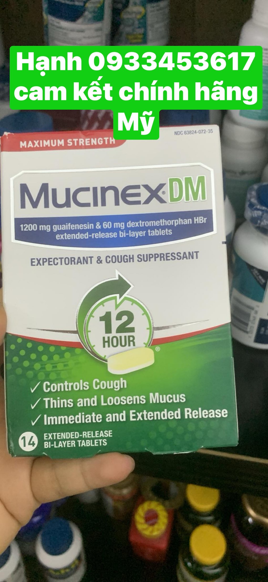 Viên uống giảm ho long đờm Mucinex DM Maximum Strength 14 viên