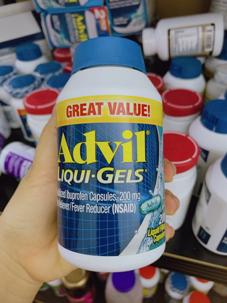 Thực phẩm chức năng Viên uống giảm đau Advil Liqui Gels 200mg hộp 200 viên của Mỹ